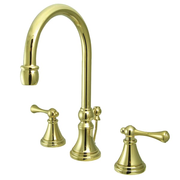 8" Widespread Bathroom Faucet, Polished Brass